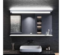 ELEGANT 120x75cm LED Bathroom Mirror with Lights, Dimmable 3 Colors Illuminated Backlit Wall Mounted Mirror with Shaver Socket, Demister Pad, Bathroom Wall Mirror with LED Shelf, IP44