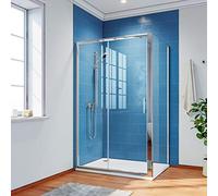 ELEGANT 1500 x 760 mm Sliding Shower Enclosure 6mm Safety Glass Reversible Bathroom Cubicle Screen Door with Side Panel