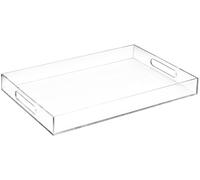 Elegant 16"x12" Rectangle Acrylic Lucite Plastic Decorative Serving Tray with Clear Handles for All Occasions by Home Redefined
