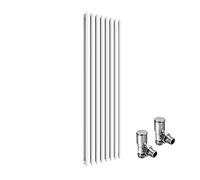 ELEGANT 1600x480mm Vertical Designer Radiators White Tall Upright Oval Column Double Panel Modern Bathroom Central Heating Rad with Free Angled Valves