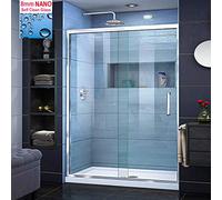 ELEGANT 1700 x 800mm Sliding Shower Door Modern Bathroom 8mm Easy Clean Glass Shower Enclosure Cubicle Door with Shower Tray and Waste