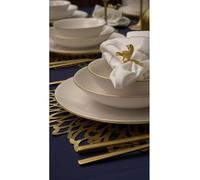 Elegant 18-Piece Dinner Set, 100% Porcelain, White & Gold, Includes 6 Service Plates (25 cm), 6 Plates (19 cm), 6 Bowls (14 cm), Microwave & Dishwasher Safe