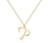 Elegant 18K Gold Script Initial Necklace - Personalized Letter Jewelry for Women, Handcrafted Stainless Steel Pendant, Gift for Anniversary, Birthday, Christmas, Graduation, Valentine, Mother's Day