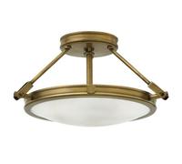 Elegant 2 Bulb Flush Light For Low Ceilings - Heritage Brass Led E27 40W