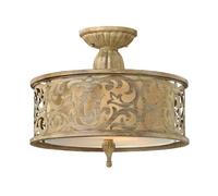 Elegant 2-Bulb Semi Flush Ceiling Light In Brushed Champagne Finish