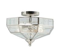 Elegant 2 Bulb Semi-Flush Led Light In Polished Nickel Finish