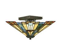Elegant 2 Bulb Semi Flush Light Fixture In Valiant Bronze With Led E27 60W Bulbs
