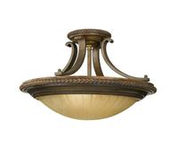Elegant 2 Bulb Semi Flush Light In Firenze Gold And British Bronze For Modern Interiors