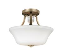 2 Bulb Semi Flush Light Blown Opal Etched glass Shade Clear Spheres LED E27 60W