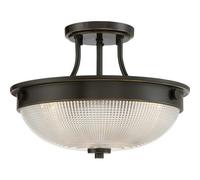 Elegant 2 Bulb Semi Flush Light With Palladian Bronze Finish And Led E27 60W Bulbs