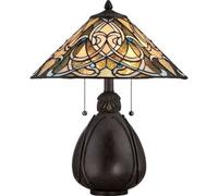 Elegant 2 Bulb Tiffany Style Table Lamp With Led E27 Bulbs - Imperial Bronze Finish