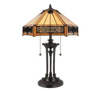 Elegant 2 Bulb Tiffany Style Table Lamp With Vintage Bronze Finish