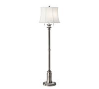 Elegant 2 Bulb Twin Floor Lamp With True White Cotton Linen Shade In Antique Nickel Finish