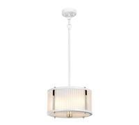 Elegant 2 Bulb White Satin Pendant Light With Polished Nickel Finish
