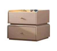 Elegant 2-Drawer Nightstand, 45x40x45cm Beige Bedside Table, Modern Storage Cabinet for Bedroom, Simple End Table for Small Spaces, Stylish Bedside Furniture