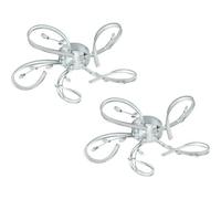 2 PACK Wall Flush Ceiling Light Chrome Shade White Clear Crystal LED 5x6.6W