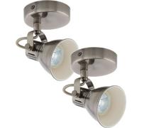 Elegant 2 Pack Wall Spot Lights In Antique Creme And Nickel Finish With Gu10 Bulbs