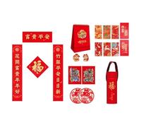 Elegant 2025 Snake Year Using Flocking Couplets Set Tube And Calendar Stylish Spring Couplets With Decal Embroidered With Calendar