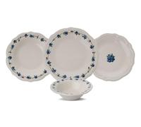 Elegant 24-Piece Dinner Set, 100% Porcelain, Microwave & Dishwasher Safe, Includes Service Plates, Bowls & Dessert Plates in White, Blue & Green, Perfect for Stylish Dining