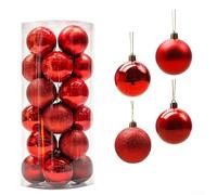 Elegant 24PC Ornament Collection For Holiday Trees And Special Events Decor (Red)