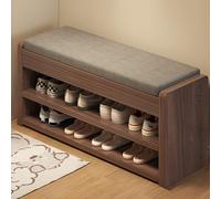 Elegant 2Tier Shoe Rack with Cushioned Faux Leather Seat and Metal LegsStylish Shoe Storage Orga for Entryway Hallway Living RoomDurable Upholstered Shoe Cabinet