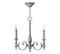 Elegant 3-Bulb Antique Nickel Chandelier Pendant Light With Led E14 Bulbs