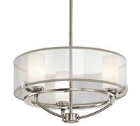 Elegant 3 Bulb Chandelier Pendant Light In Classic Pewter Finish With Led G9 Bulbs