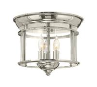 Elegant 3 Bulb Flush Mount Ceiling Light In Polished Nickel Finish