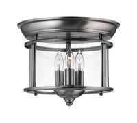 Elegant 3-Bulb Flush Mount Light For Low Ceilings - Pewter Finish With Led E14 Bulbs