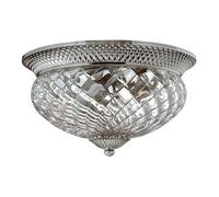 Elegant 3 Bulb Flush Mount Light In Polished Antique Nickel For Low Ceilings