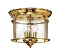Elegant 3 Bulb Flush Mount Light With Polished Brass Finish And Led E14 Bulbs