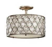 Elegant 3 Bulb Semi Flush Ceiling Light In Burnished Silver With Led E27 60W Bulbs