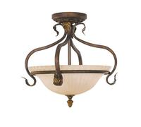 Elegant 3-Bulb Semi-Flush Light In Aged Tortoise Shell With E27 Led Bulbs