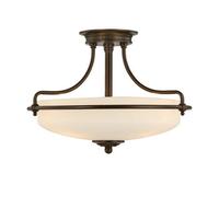Elegant 3 Bulb Semi Flush Light In Palladian Bronze With Led E27 100W Bulbs