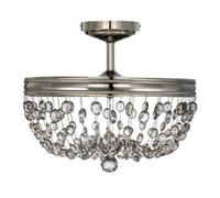 Elegant 3 Bulb Semi Flush Light In Polished Nickel Finish With Led E14 60W Bulbs