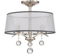 3 Bulb Semi Flush Light Crystal Accents White Shade Imperial Silver LED E14 40W