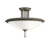 Elegant 3 Bulb Semi Flush Light With Opaque Glass And Crystal Accents In Olde Bronze Finish
