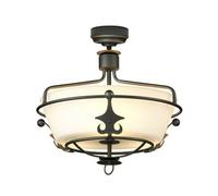 3 Bulb Semi Flush Light Opaque Glass Shade Crystal Droplets Graphite LED E27 60W