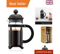 Elegant 3 Cup Bodum Java French Press - 0.35L Black Coffee Maker with Timer