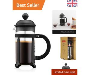 Elegant 3 Cup Bodum Java French Press - 0.35L Black Coffee Maker with Timer