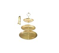 Elegant 3-Tier Gold Cupcake Stand with Serving Tongs - Tiered Dessert Tray for Parties, Weddings, Tea Time - Sturdy & Easy Assembly - Convertible to 2 Tiers