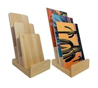 Elegant 3-Tier Pine Wood Plastic-Free Countertop Literature Holder, Brochure Holder, Card Holder, and Organizer