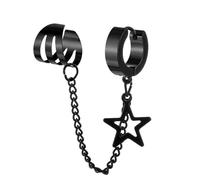 Elegant 316L Stainless Steel Star Ear Cuff Jewelry Secure Clip Lightweight Set Clinical Grade Stainless Steel Ear Jewelry for Women, フリーサイズ