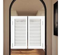 Elegant 35.5" Wooden Double Swing Cafe Doors - Stylish Saloon Doors for Kitchen, Bar, Hallway & Porch - Louvre Design with 4 Metal Hinges, White Finish (138x90cm)