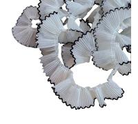 Elegant 3cm Chiffe Ruffle Lace Trim with Dogtooth Designs Pleated Lace Trim for Sewing Craft Project Garment Accessory Ruffled Edge