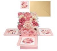 Elegant 3D Birthday Card Pop up Box with Floral Butterfly Design, Creative Modern Minimalist Greeting for Women, Mum, Wife, Daughter, Sister; Birthday Gifts for Women (Pink)