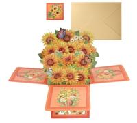 Elegant 3D Birthday Card Pop up Box with Floral Butterfly Design, Creative Modern Minimalist Greeting for Women, Mum, Wife, Daughter, Sister; Birthday Gifts for Women (Orange)