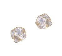 Elegant 3D Camellias Studs Earrings Portable Accessory For Women Stylish Gold Tone With Sturdy Alloy Materials