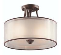 4 Bulb Semi Flush Light Light Umber Metallic Frosting Mission Bronze LED E27 60W
