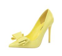 Elegant 4-Inch Pointed Toe Stiletto Heels for Women, Perfect for Parties, Proms, Weddings, Bridal & Bridesmaid Affairs Yellow